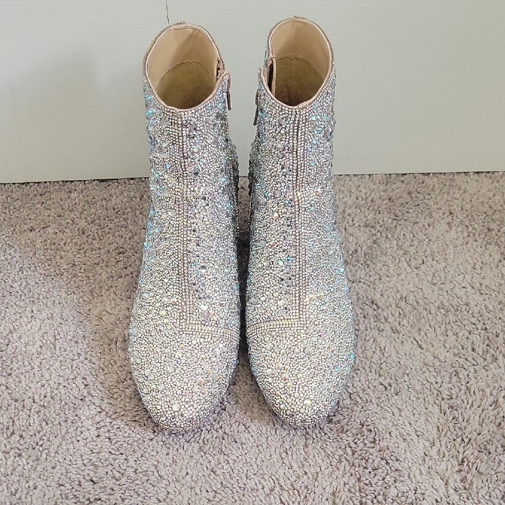 Betsey Johnson Sparkling Silver Ankle Booties
